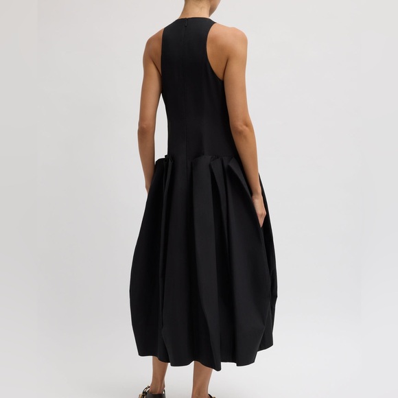 Tibi Compact Eco Poplin Pinched Pleat Dress - Picture 4 of 9